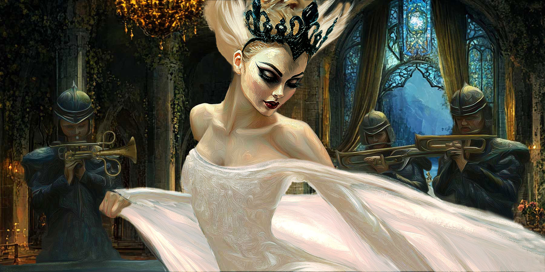 odile-introduction-ballroom-trumpeters-white-dress-blonde-02e